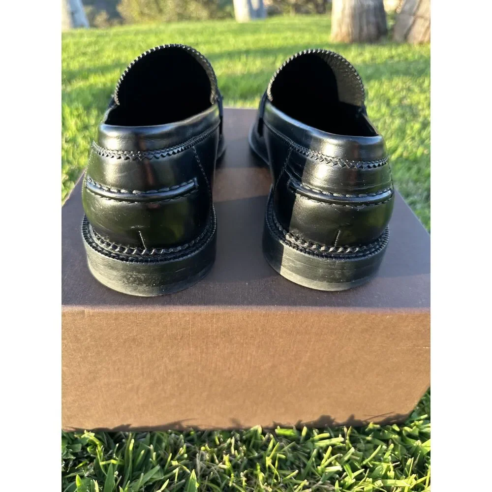 Louis Vuitton Le Mocassin Men’s 9M Black Leather LV Logo Loafers Made Italy Box